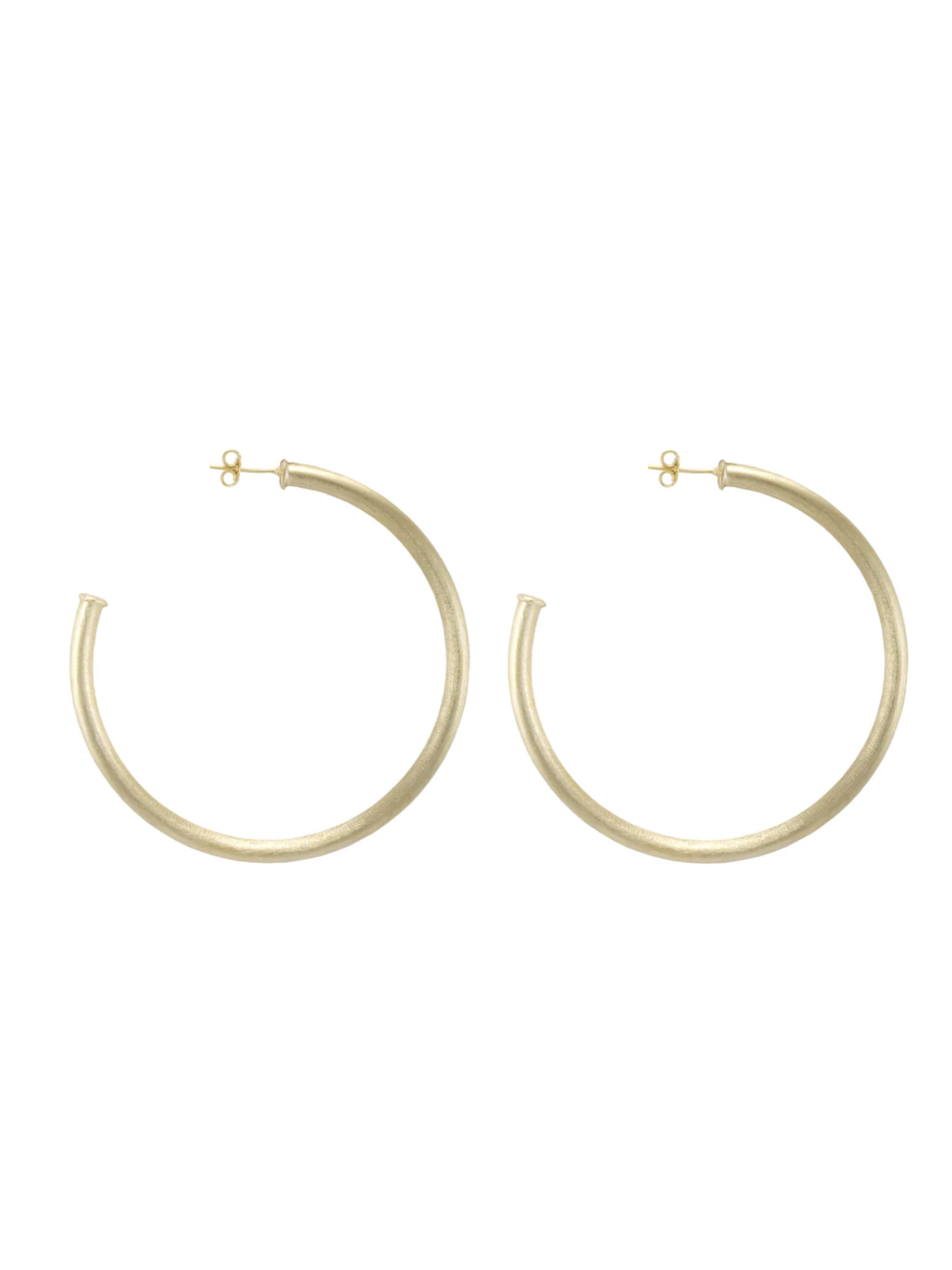 Shelia Fajl Everybody's Favorite Hoops in brushed Gold on white background.