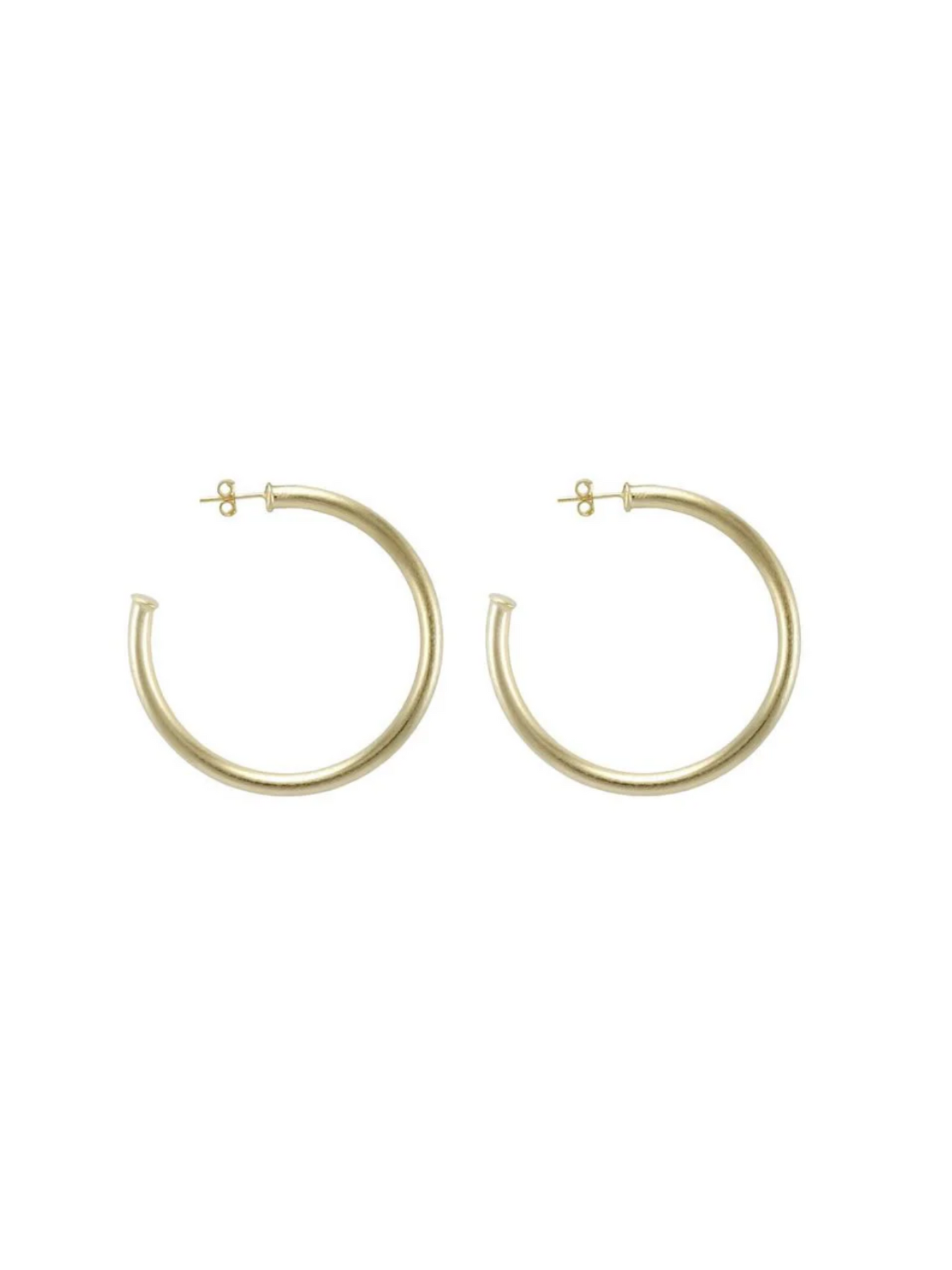 Shelia Fajl Petite Everybody's Favorite Hoops in brushed gold on white background.
