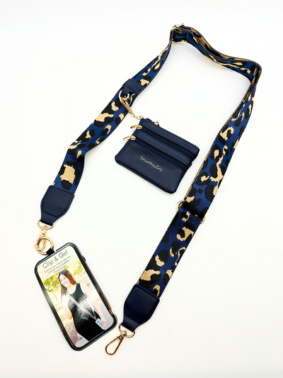 Clip and Go Navy/Brown Leopard