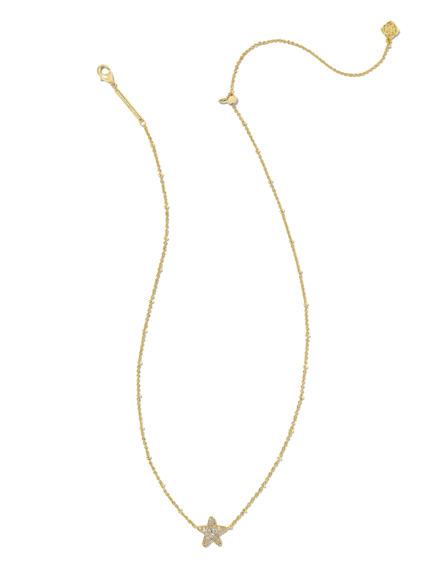 Kendra Scott Jae Star Pave Necklace in Gold White Crystal full view.