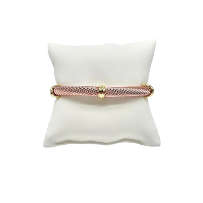 Metal Tube Bead and Gold Accent Stretch Bracelet | Fruit of the Vine Boutique 