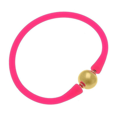 Neon pink and gold bead bali bracelet