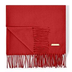 Red fringe end blanket scarf