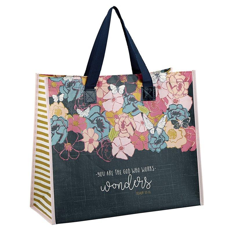 Floral tote bag with Scripture