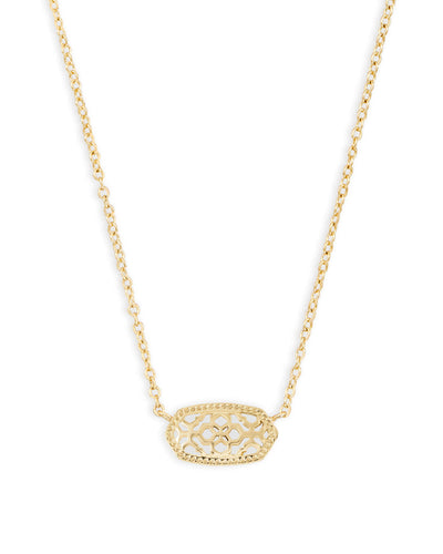 Kendra Scott Elisa Pendant Necklace in Gold Filigree closeup.