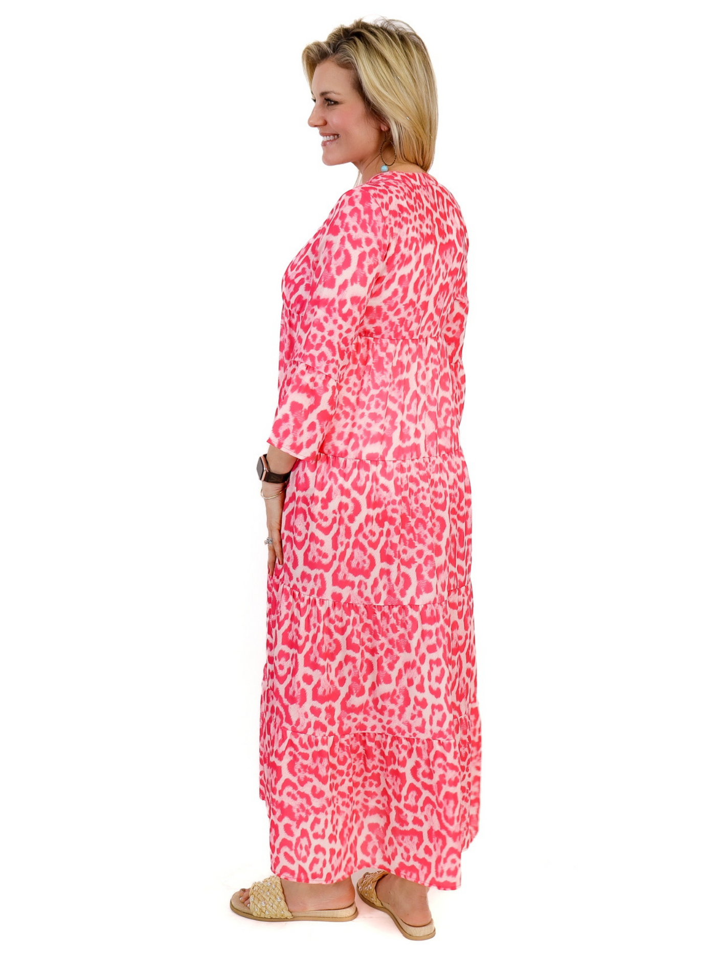 Cezele Pink Animal Maxi Dress