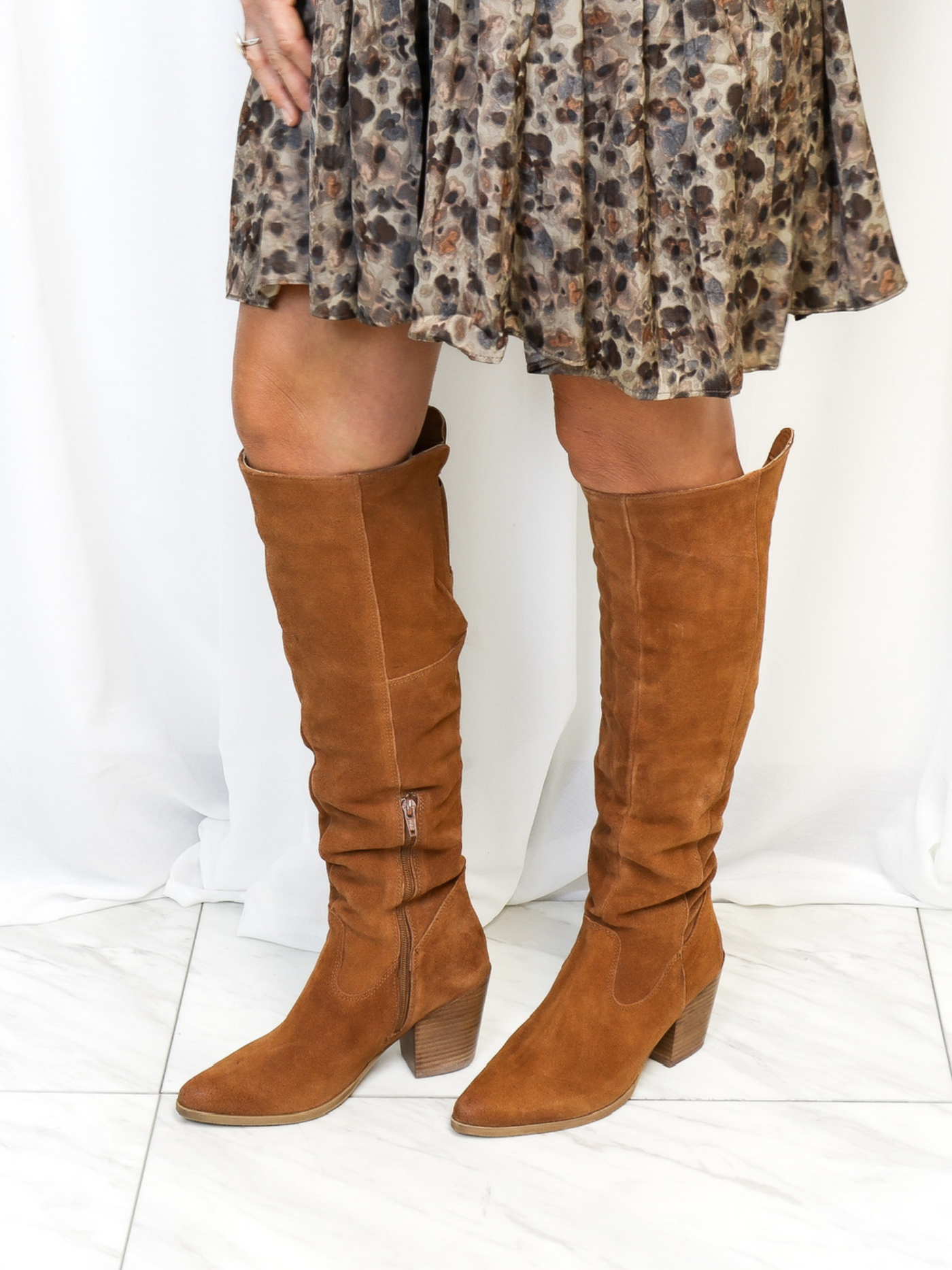 Diba True Full Suede Knee-High Boots front view.