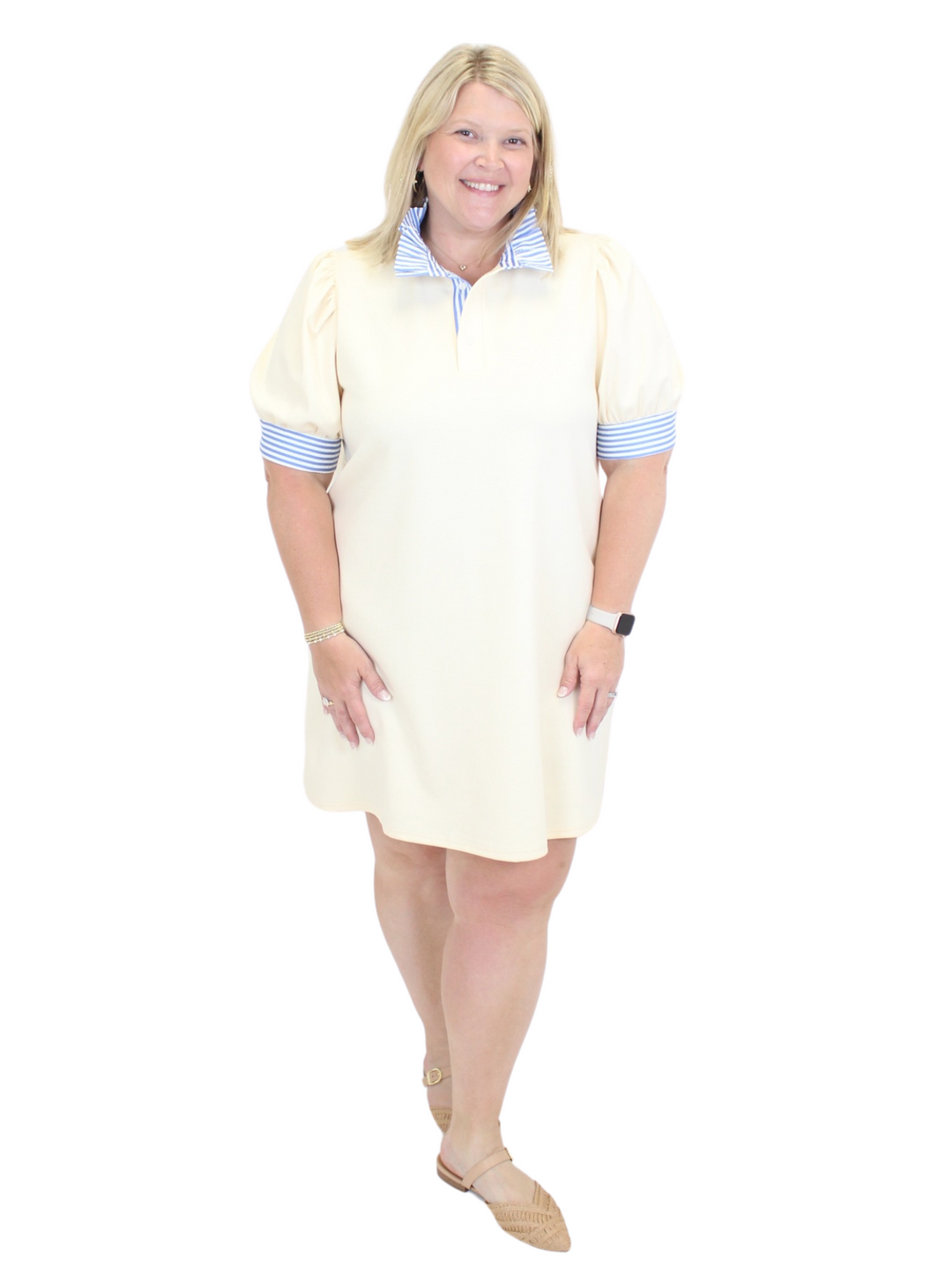 plus size polo shirt dress Plus Size - Striped Collar Shirt Dress