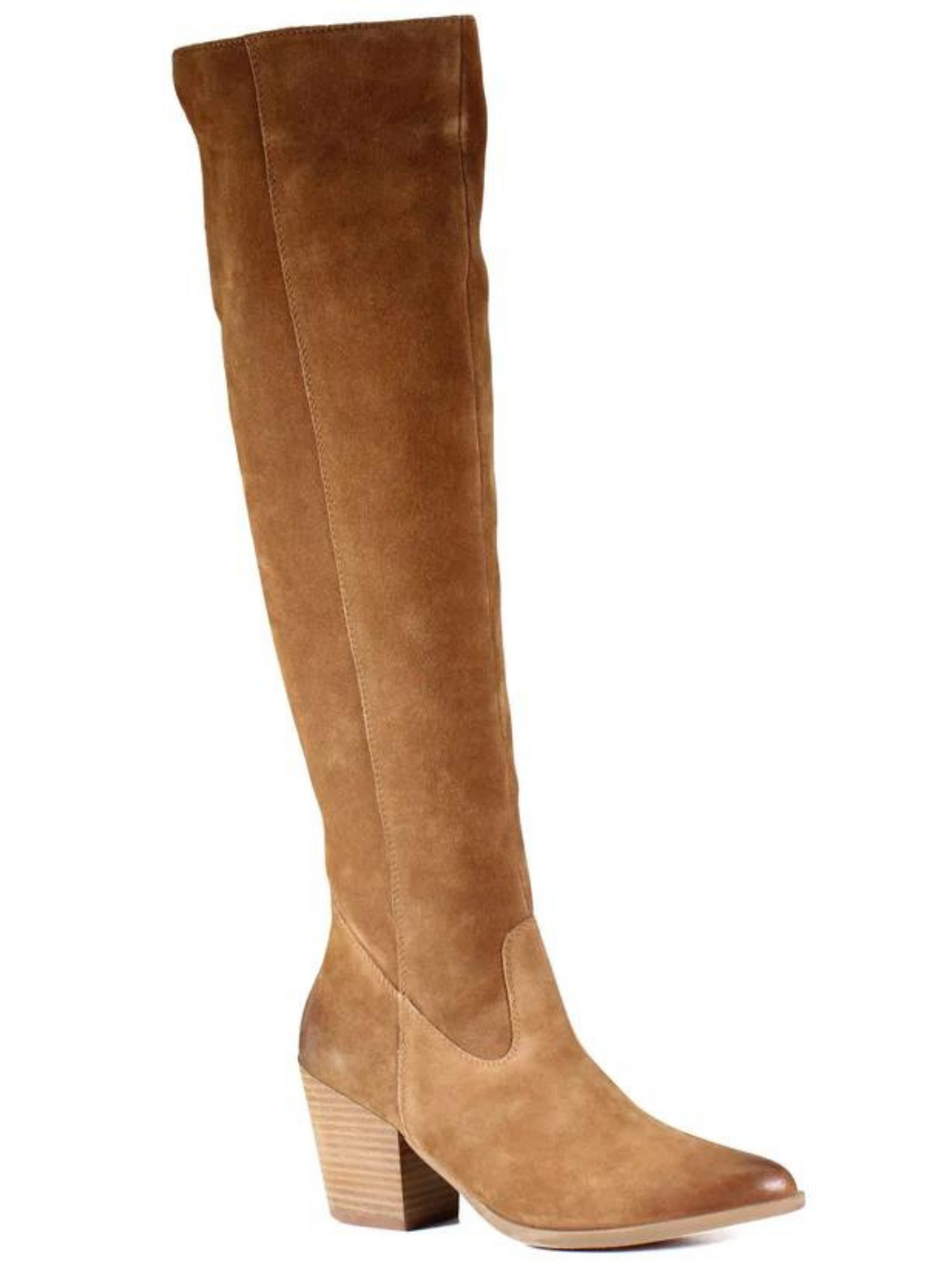 Diba True Full Suede Knee-High Boots side view without zipper.