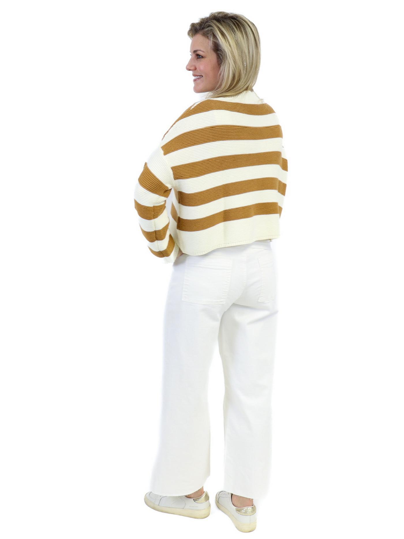 Stripe Knit Sweater - Toffee back view.