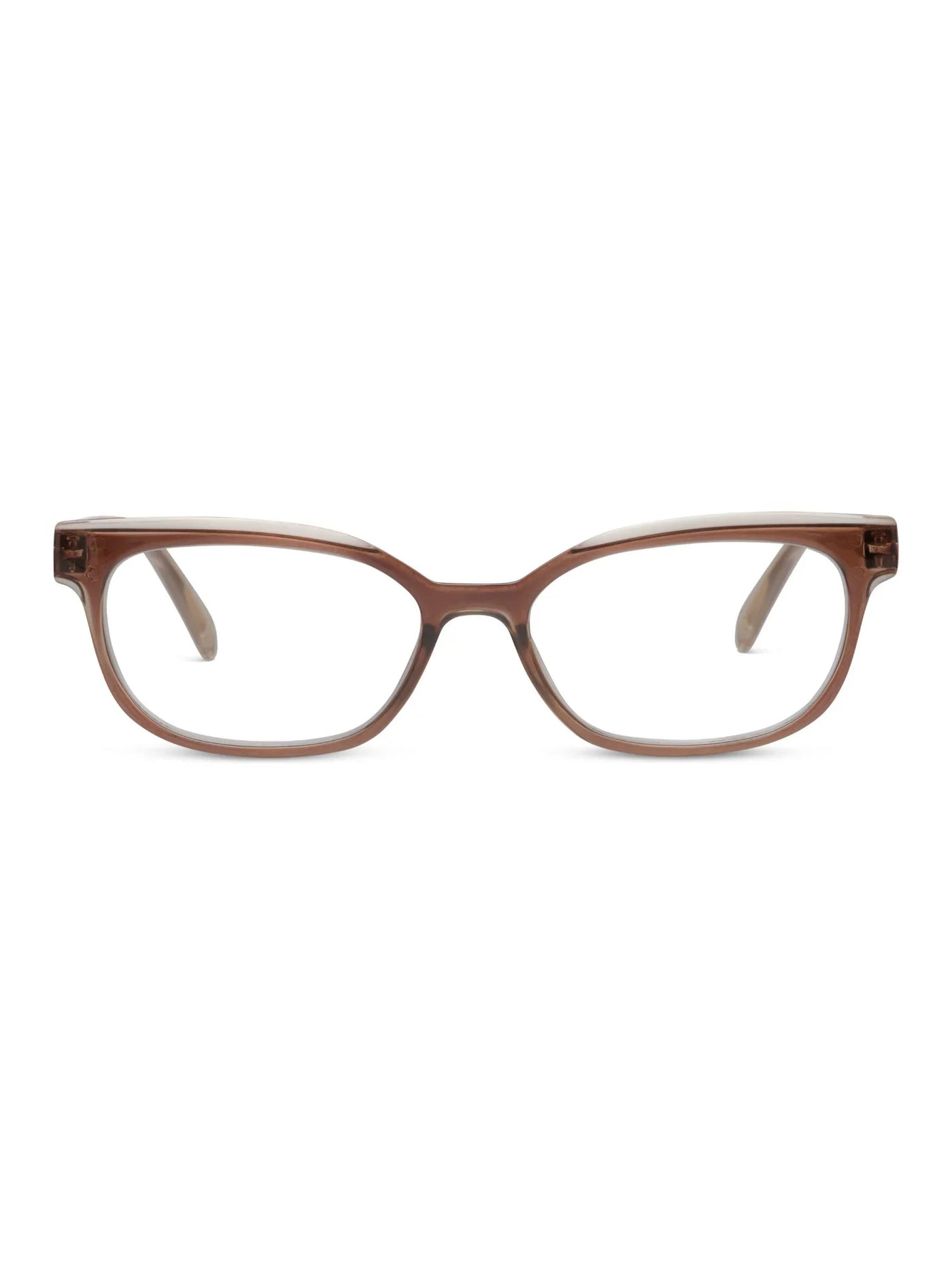 Brown eyeglasses on a white background