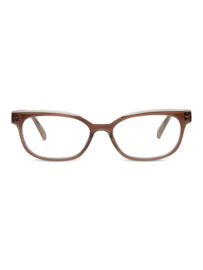 Brown eyeglasses on a white background