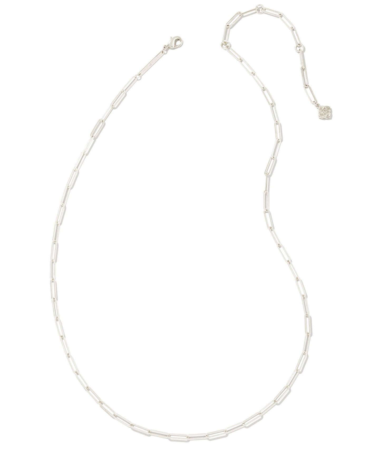 Kendra Scott Silver Courtney Paperclip Necklace on white background.