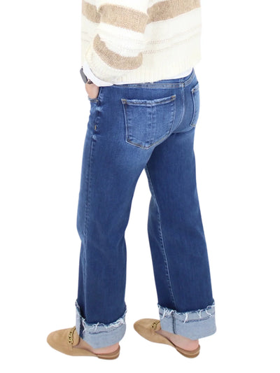 Risen Mid-Rise Cuffed Jeans - Dark