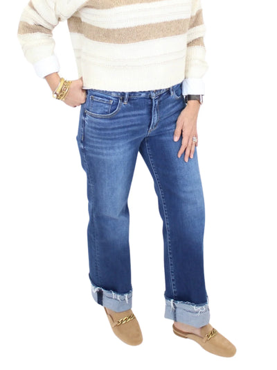 Risen Mid-Rise Cuffed Jeans - Dark