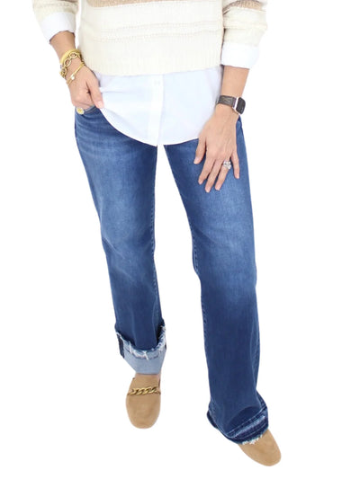 Risen Mid-Rise Cuffed Jeans - Dark, rolled cuff vs unrolled.