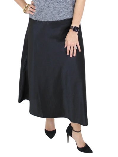A-Line Satin Skirt - Black