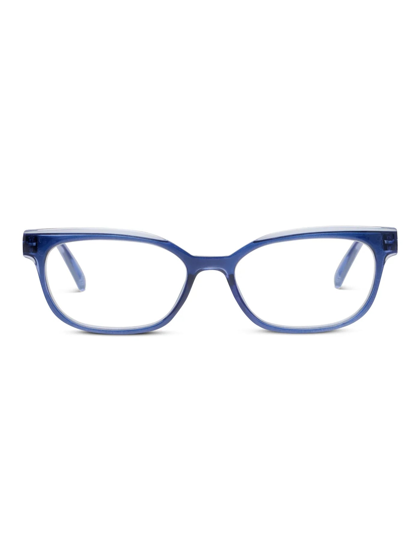 Blue eyeglasses on a white background