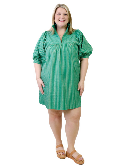 Jade High Neck Ruffle Dress - Green front view size X-Large