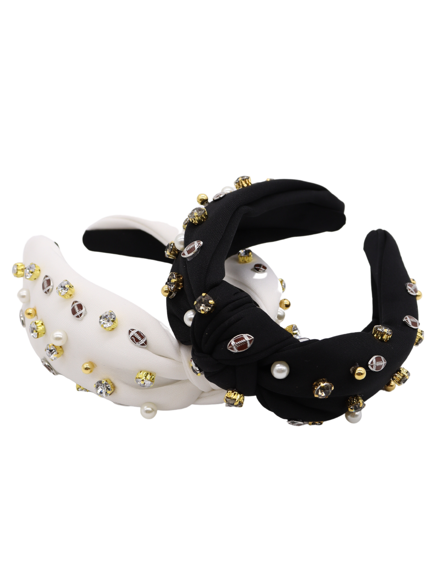 White and Black Football and Crystal Headbands