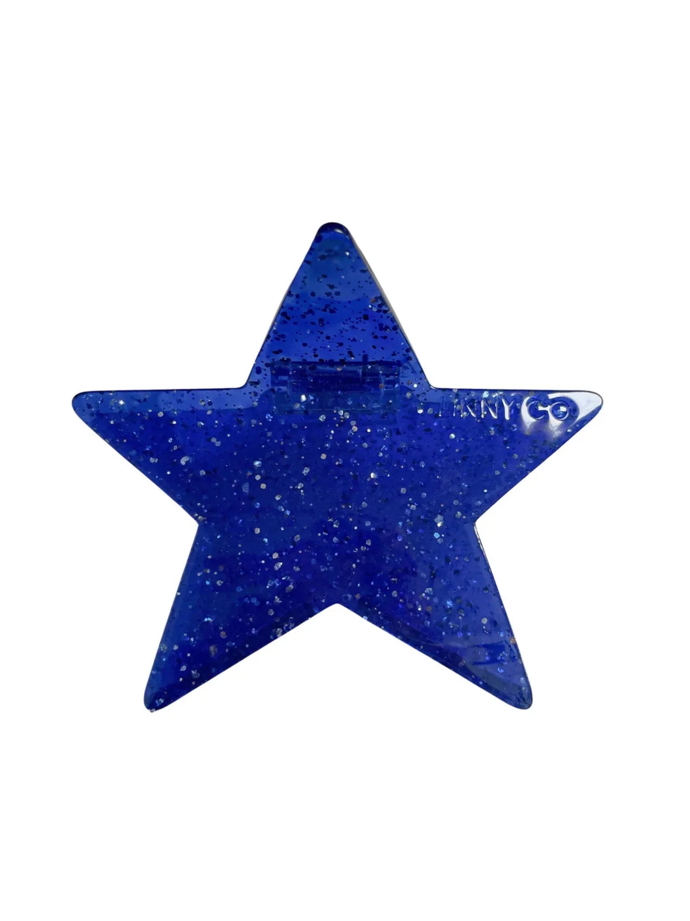 Blue star-shaped object with 'NYC' branding on a white background