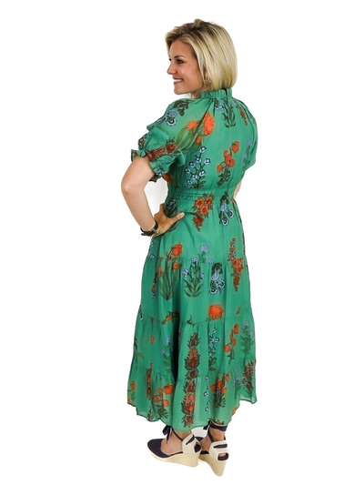 THML Floral Midi Dress - Green BACK VIEW