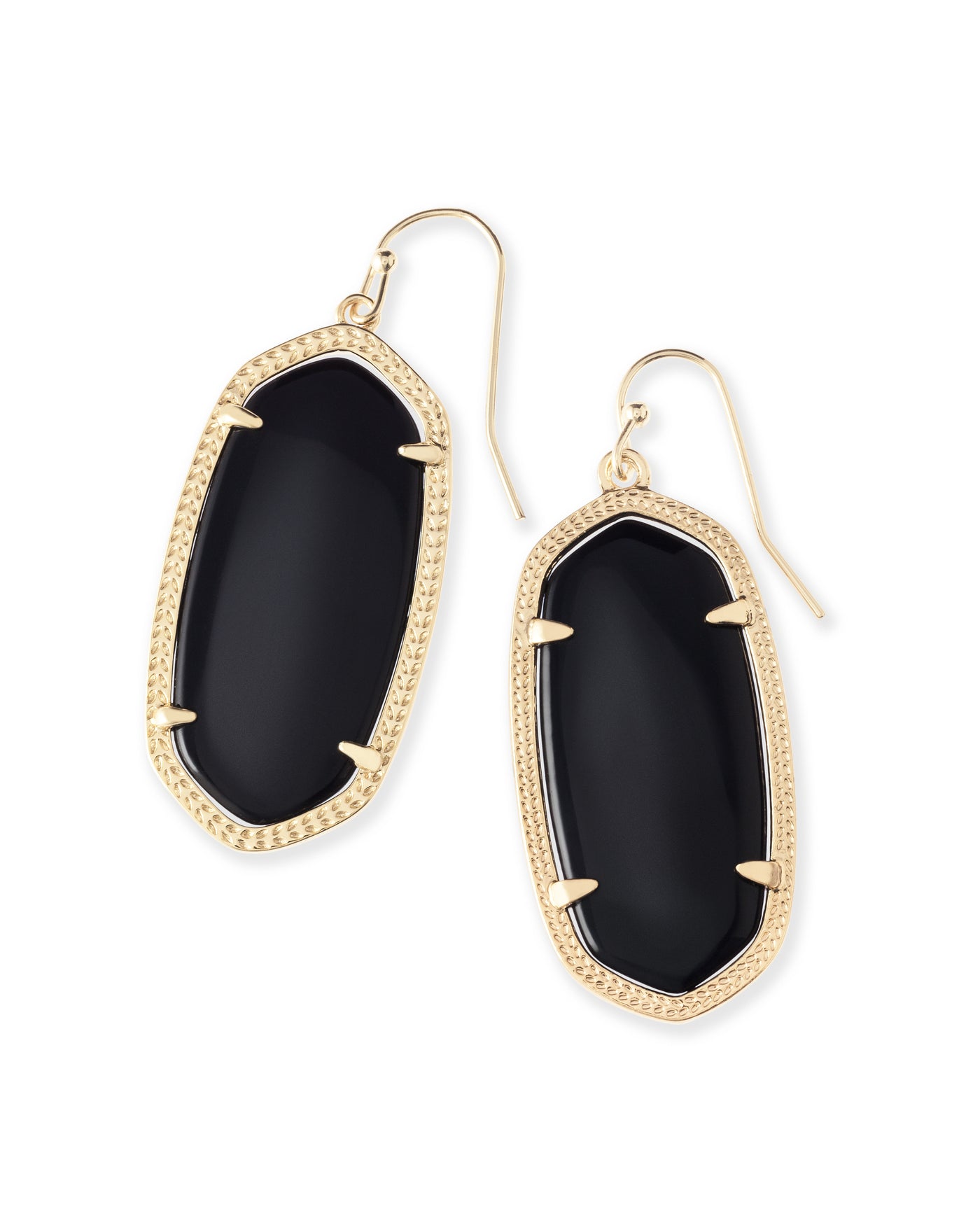 Elle Gold Drop Earrings in Black Opaque Glass | Kendra Scott