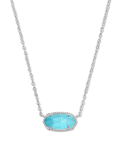 Kendra Scott Elisa Pendant Necklace in Silver Turquoise Magnesite on white background close up.