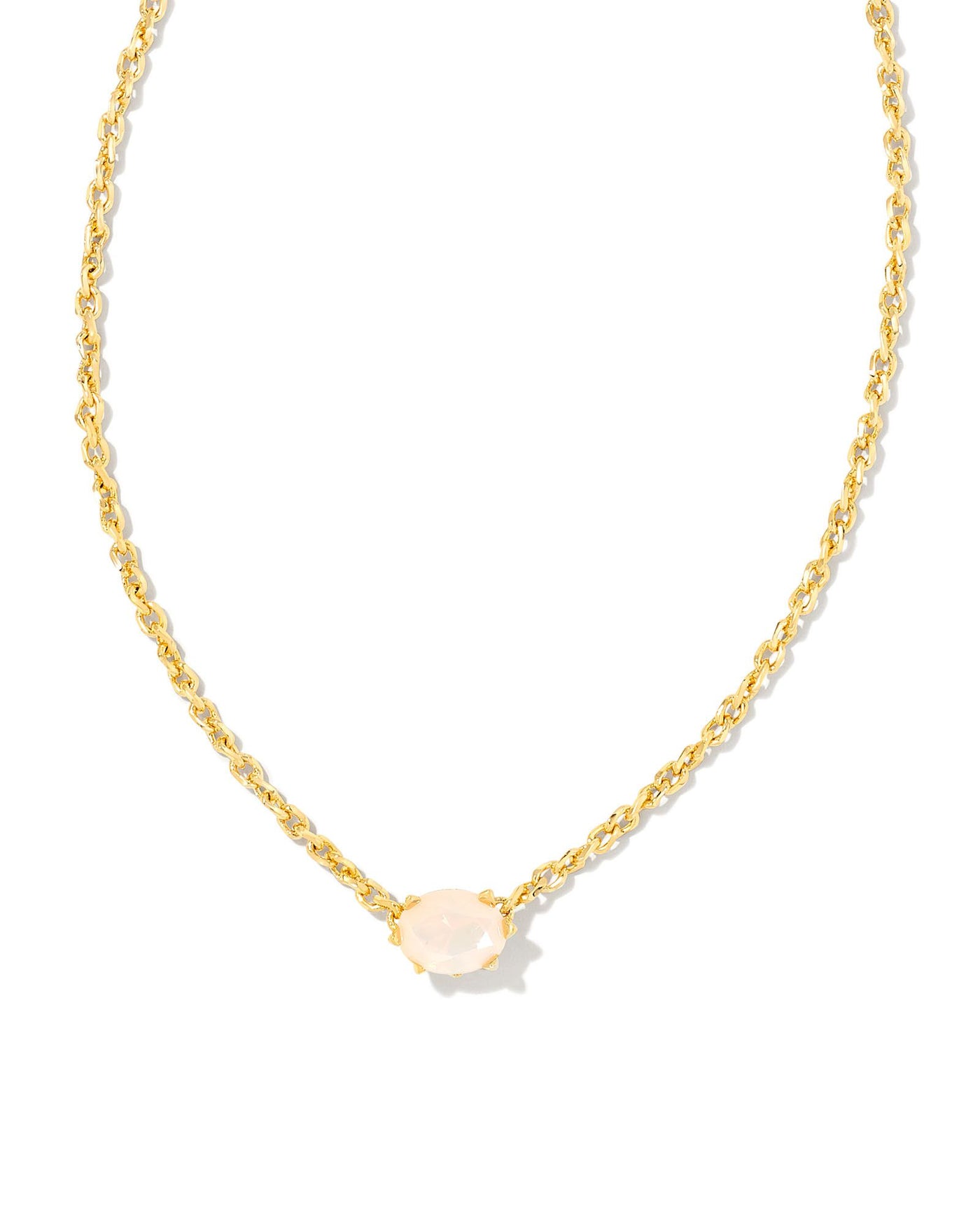 Cailin Crystal Pendant Necklace Gold Champagne Opal Crystal on white background, front view.