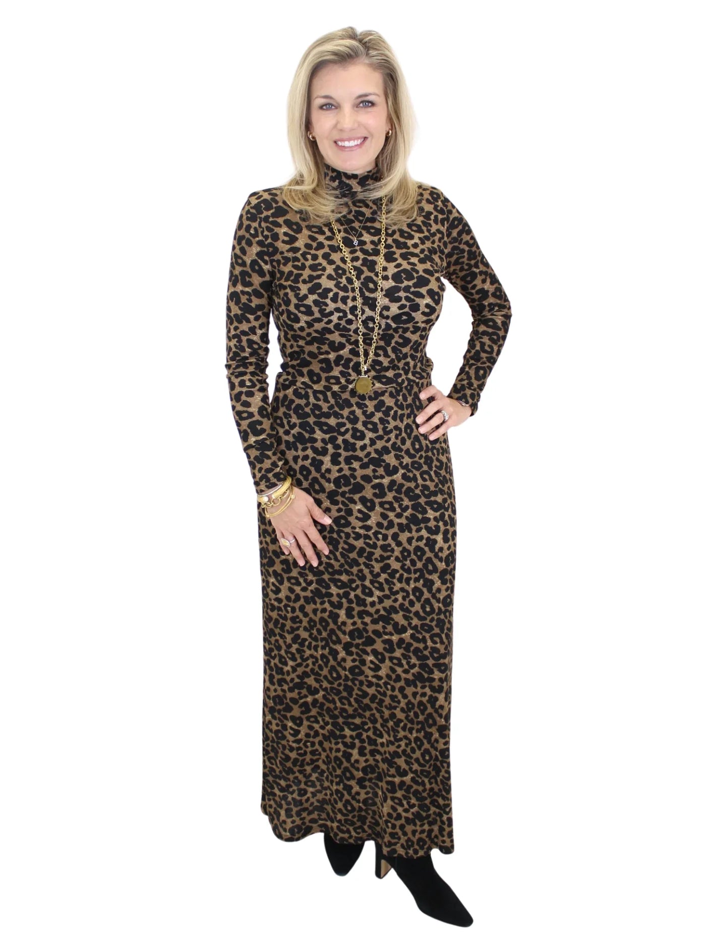 Molly Bracken Leopard Maxi Skirt - Khaki with matching top.