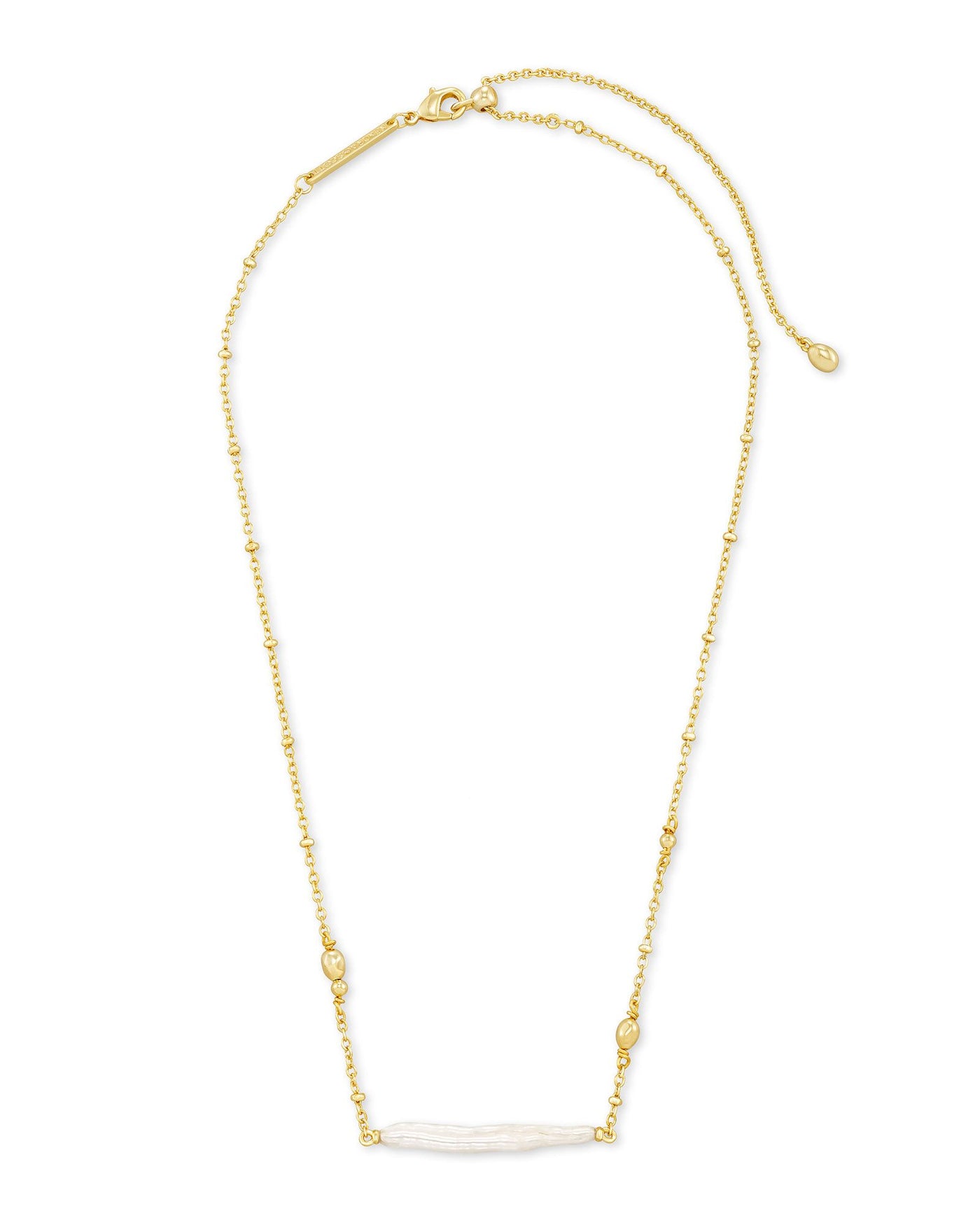 Kendra Scott Ellie Pendant Necklace in Gold on white background full view.