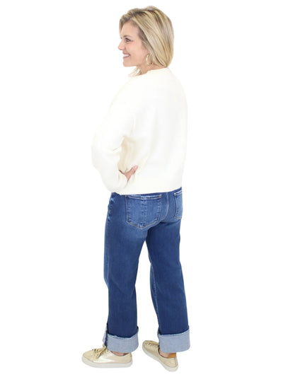 Merry Glitter Sweater - Cream/Red