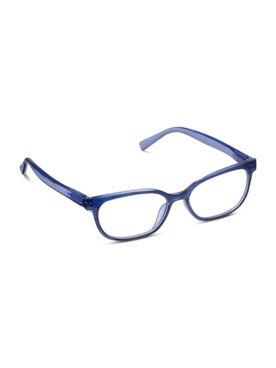 Blue eyeglasses on a white background