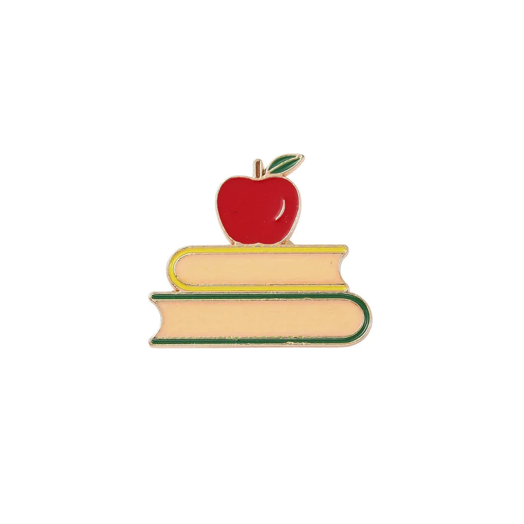 Gold Teacher Book & Apple Pin