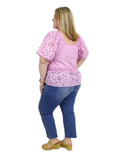 Mud Pie Eyelet Top - Lilac back view.