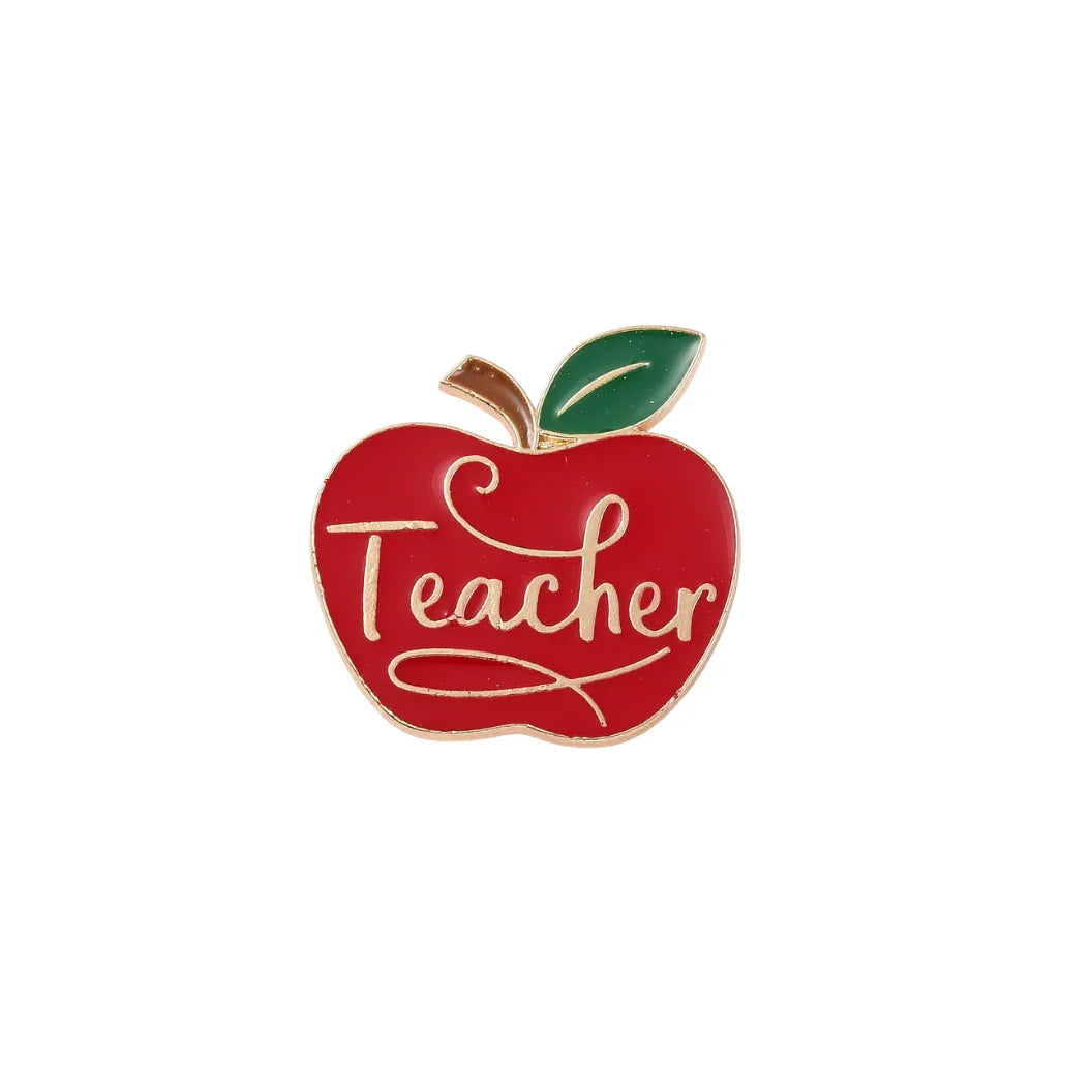 Gold Teacher Apple Pin