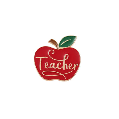 Gold Teacher Apple Pin