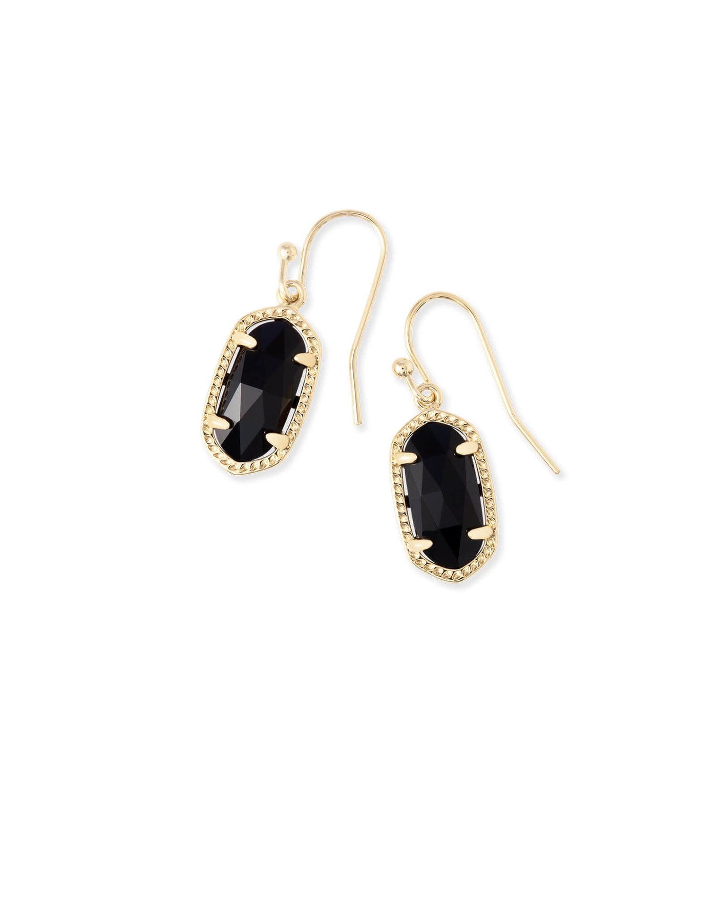 Lee Gold Drop Earrings in Black Opaque Glass | Kendra Scott