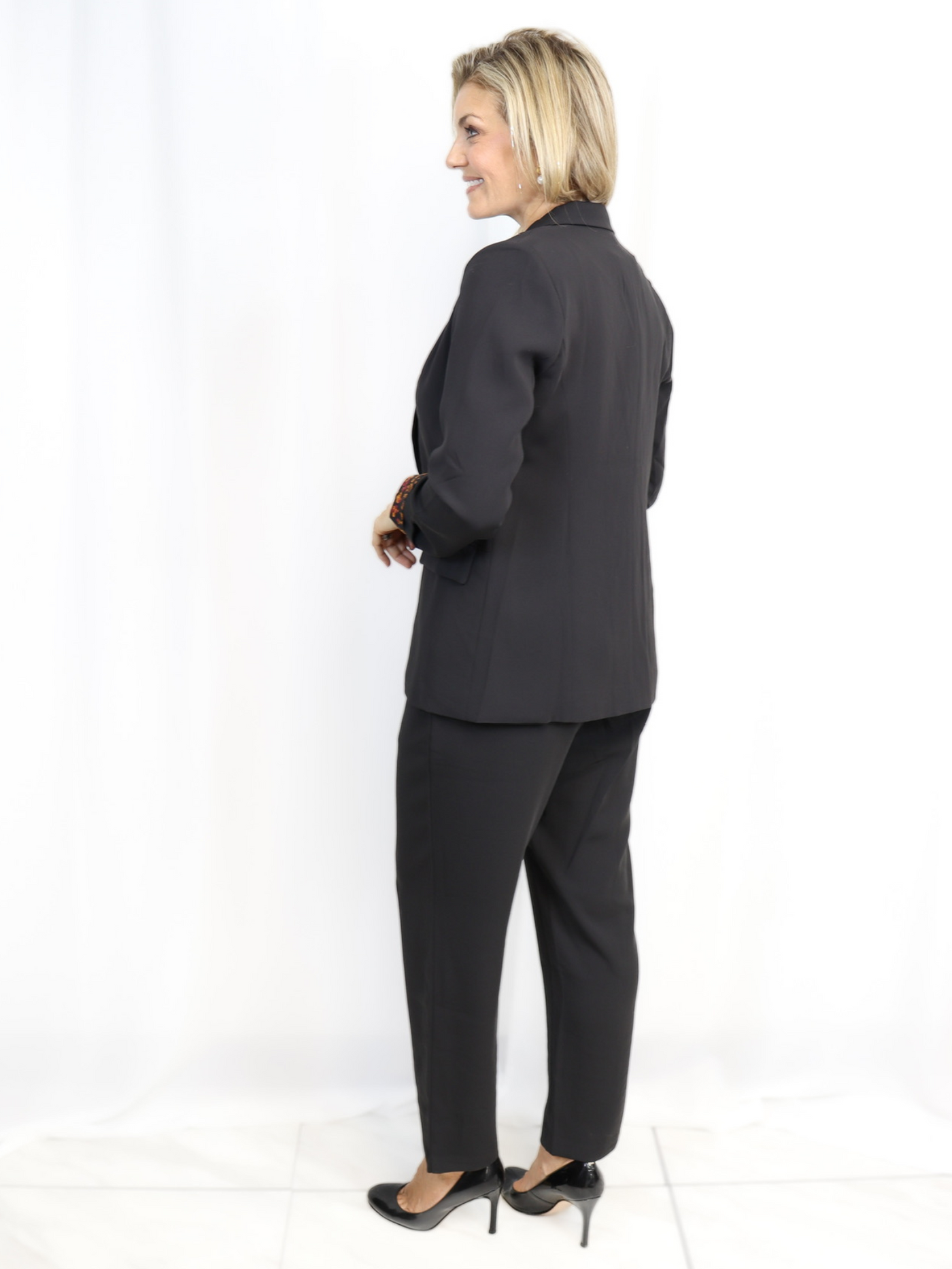 Classic Tapered Dress Pants back view with Classic blazer.