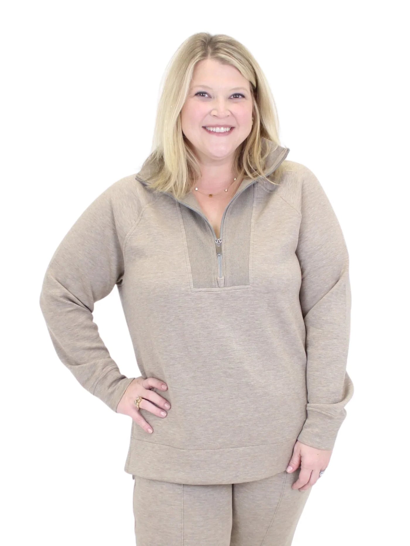 Spanx AE Half-Zip Tunic - Birch