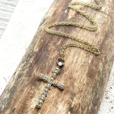 VB&CO Designs Handmade Jewelry Crystal Cross - Gold