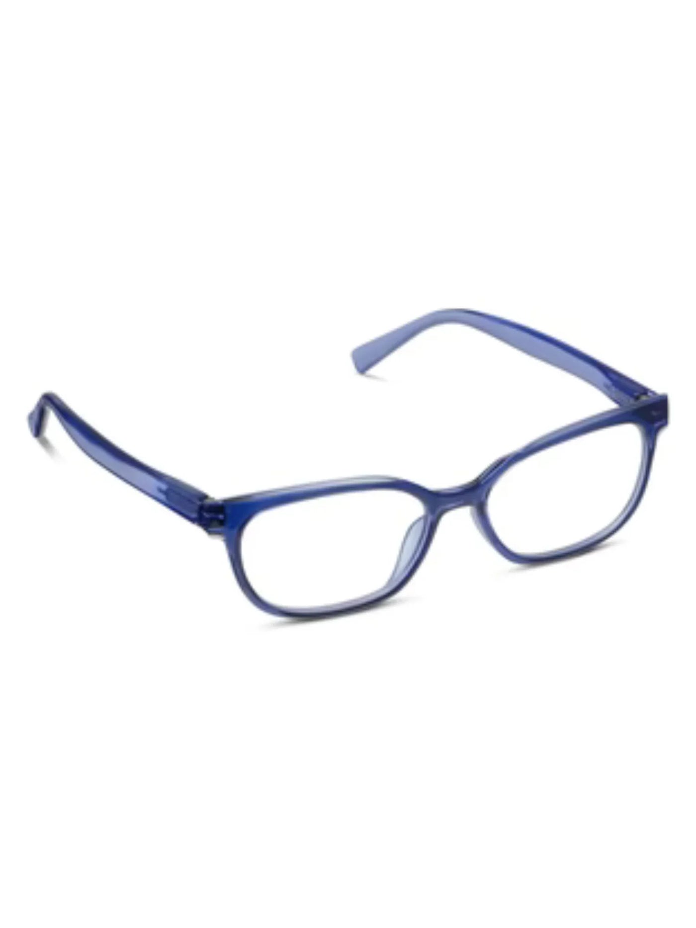 Blue eyeglasses on a white background