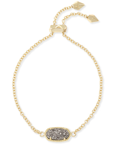 Kendra Scott Elaina Gold Adjustable Chain Bracelet in Platinum Drusy