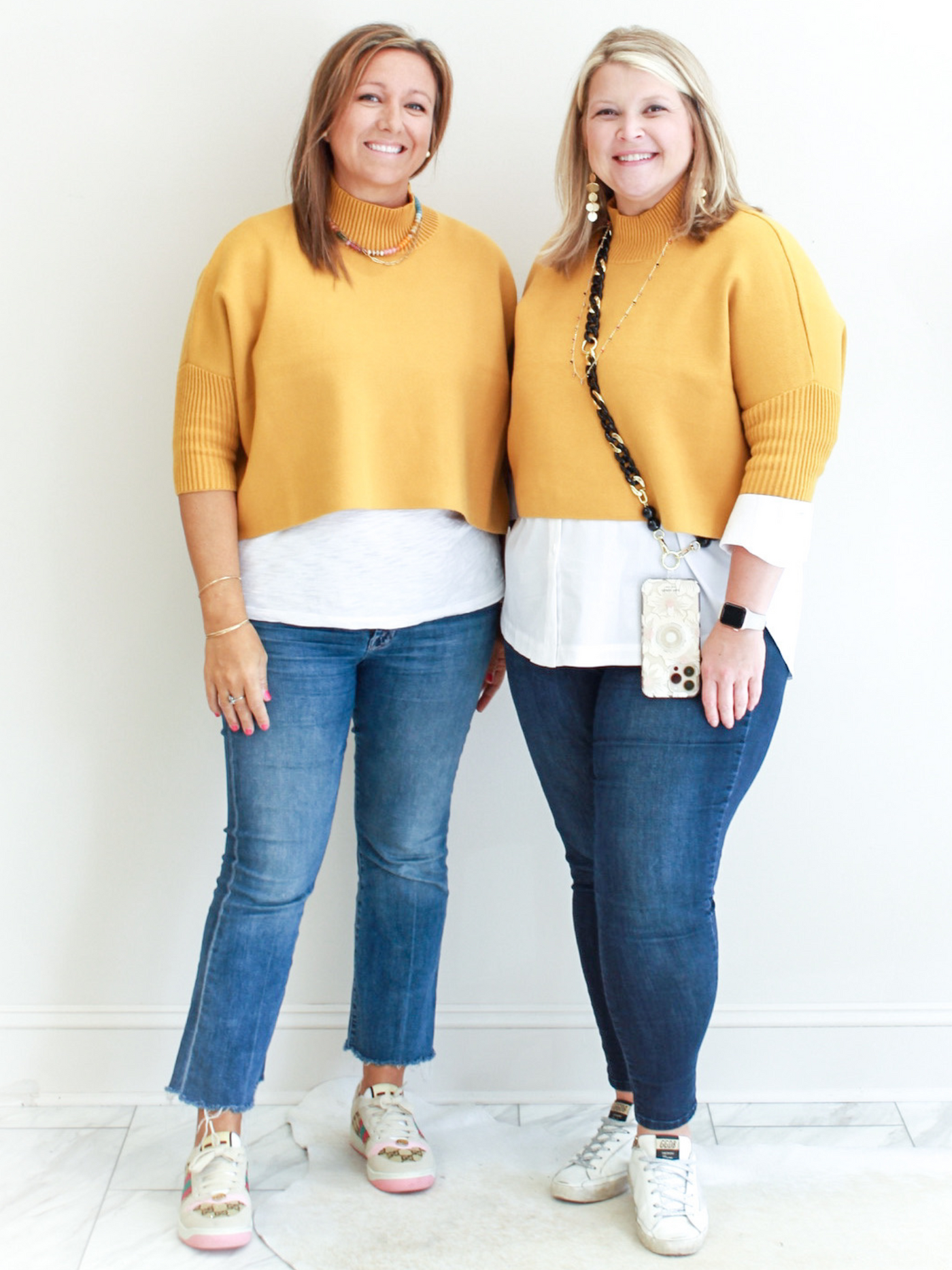 Mustard Aja 3/4 Sleeve Sweater front view.