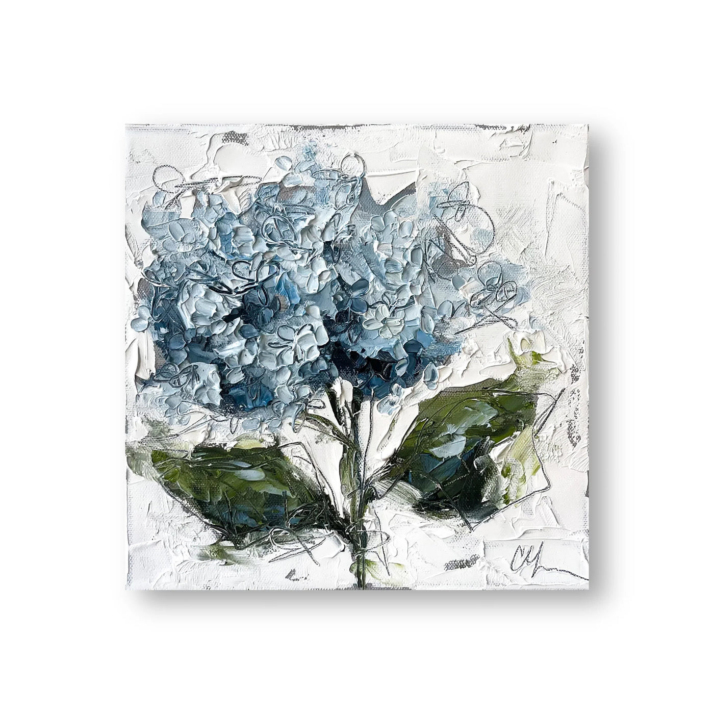 Blue Hydrangea III - 10x10 Oil on Canvas Media 1 of 1