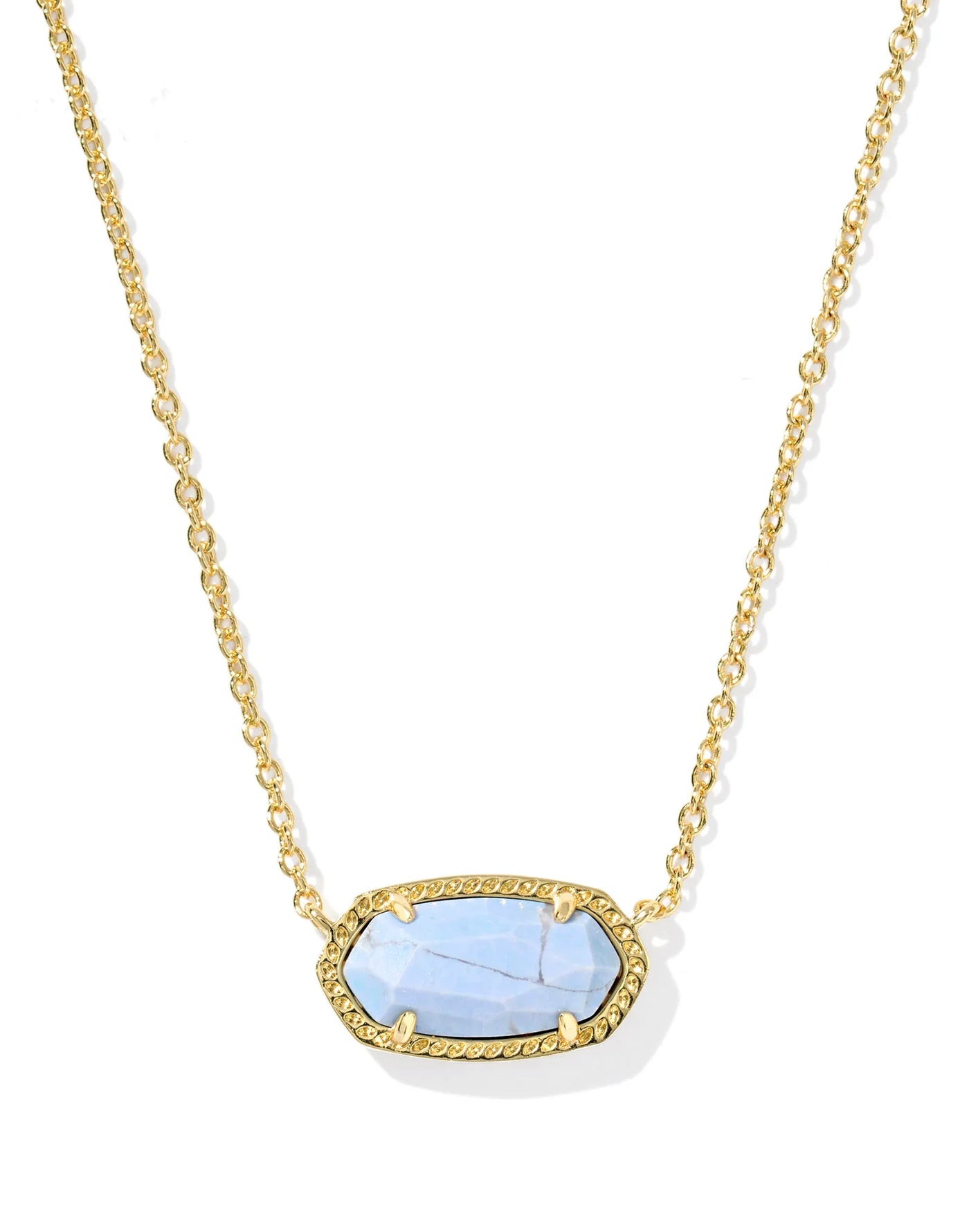 Necklace with a blue pendant on a white background