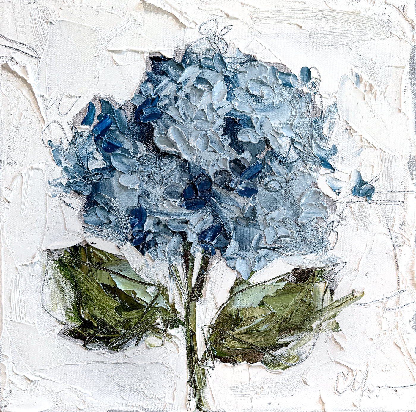 Blue Hydrangea XIX | 12" h x 12" w | Oil