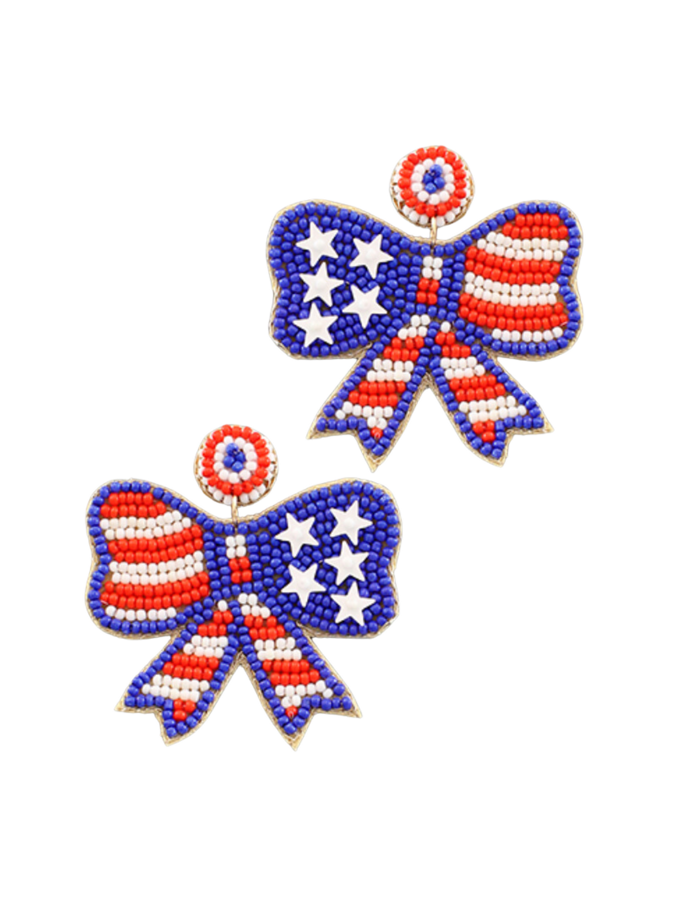 Patriotic Bow Earrings on white background.