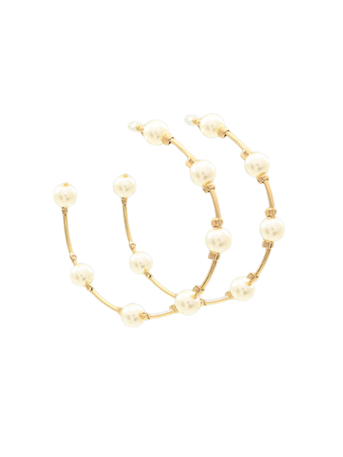 48mm Pearl Hoops on white background.