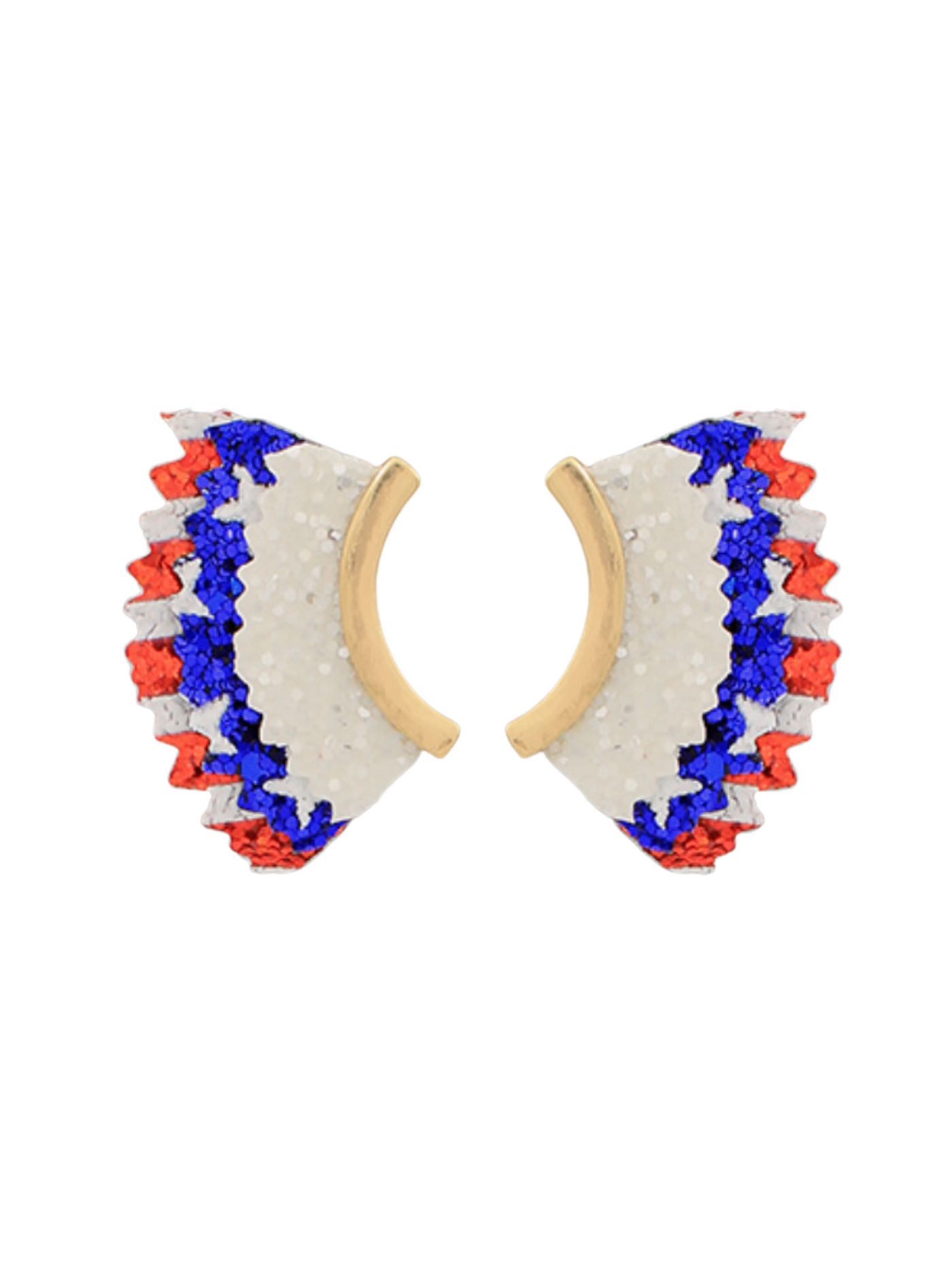 U.S.A Glitter Wing Earrings on white background.